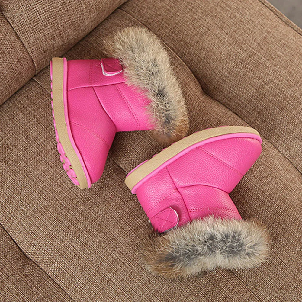 Kids Baby Shoes Infant Boys Girls Child PU Leather Winter Bootie Warm Snow Shoes Hard Rubber Sole Boots Baby Schoentjes Meisje