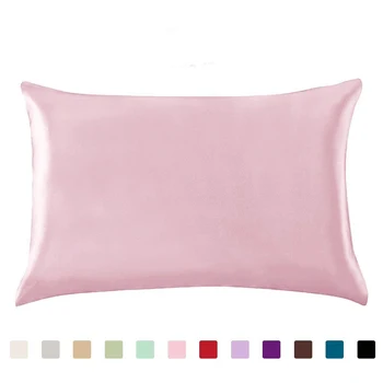 

Cheap Pillow case 100% Satin Silk Soft Mulberry Plain Pillow Case Cover Solid color Queen Standard pillow cases Free shipping