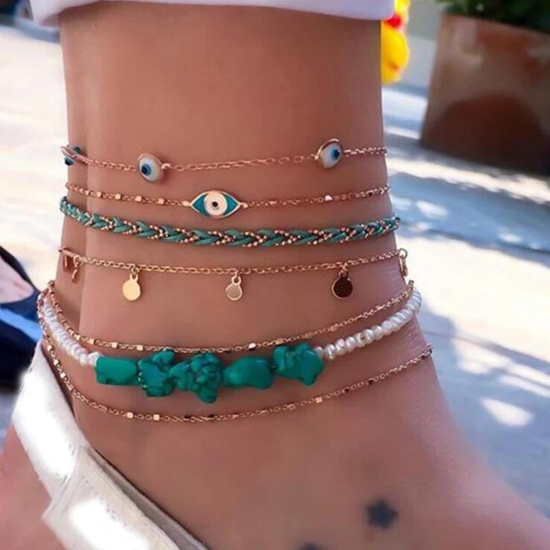 Tocona 6pcs/sets Bohemian Natural Stone Anklets for Women 2020 New Colorful Rope Tassel Leg Foot Chain Summer Jewelry 9253 Tocona 6pcs/sets Bohemian Natural Stone Anklets for Women 2020 New Colorful Rope Tassel Leg Foot Chain Summer Jewelry 9253