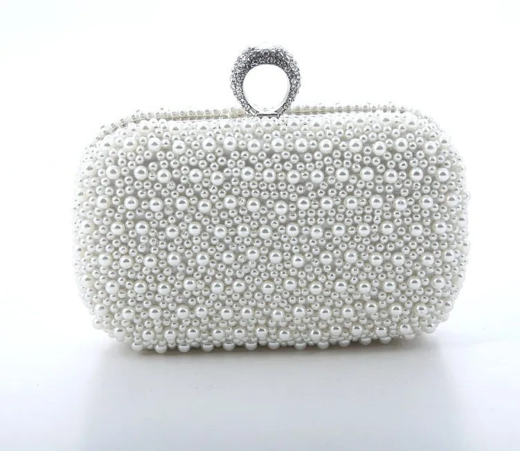 

LOLIBOX Fashion Shining Pearls Clutches Women Messenger Bags Bling Sequins Clutch Bags Ring Evening Bags Day Clutches Purse