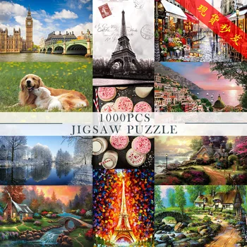 

DIY 1000 Pieces Jigsaw Puzzle Educational Puzzle Games Toys Assembling Picture Landscape Puzzles For Adults Children Kids Gifts