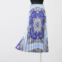 Осенне-зимняя новая плиссированная длинная юбка с высокой талией и принтом в стиле ретро