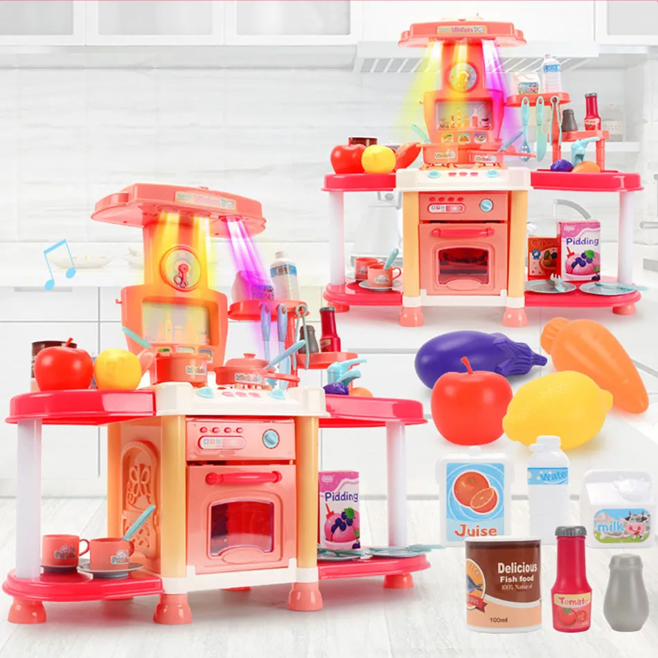Кухонные Игрушки Cozinha Infantil со звуком наборы для приготовления пищи овощи фрукты