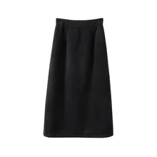 

Women's Long Skirts, Thick Slit Woolen Long Skirts, Mid-length Retro High-waisted A-line Skirts, Winter Skirts, Harajuku Skirts