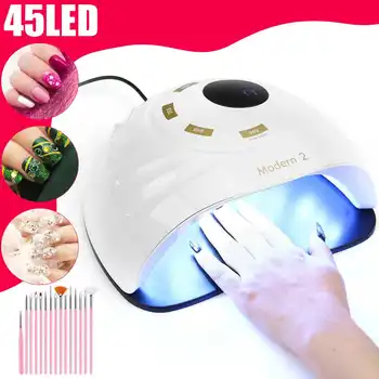 

UV LED Nail Dryer Lamp 10/30/60/99s Smart Timer 45LED Infrared Sensor Nail Gel Drying Polishing Machine Nail Art Tools with Gift