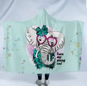 

SOFTBATFY Cute Elephant Hooded Blanket Fleece Throw Blanket Dropshipping