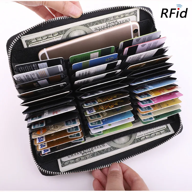

Carbon Fiber Pattern Wallet Long Wallet Passport Bag RFID Card Bit More Multi-functional Men's Women's Large-Volume Card Case