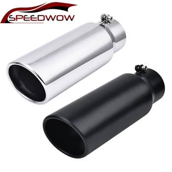 

SPEEDWOW Universal Car Resonator Exhaust Muffler 3" inlet To 4" Outlet Exhaust Tip Pipe Tube Stainless Steel Exhaust Tip