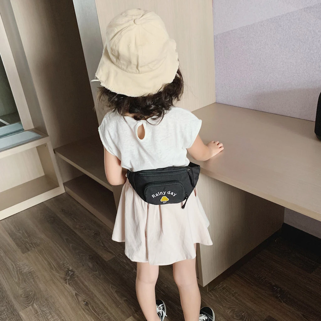 2019 Hot Sale Solid Color Child Joker Crossbody Waist Purse Cartoon Canvas Zipper Chest Bags Pocket Pocket Shoulder Bag 826