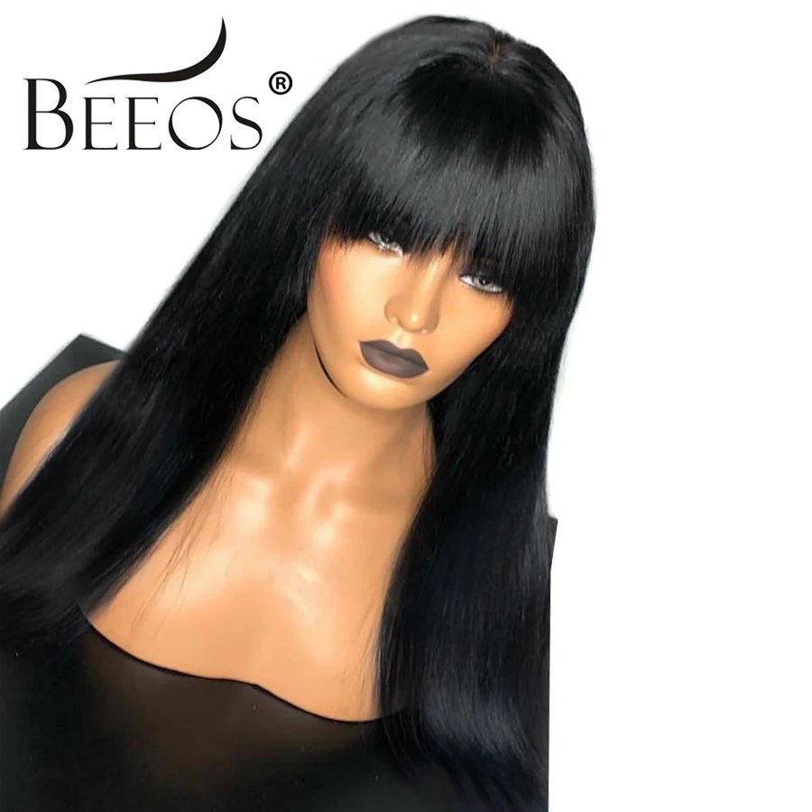 Beeos высокое соотношение 180% прямые с взрыва 13*6 глубокая часть кружева передние человеческие волосы парики отбеленные узлы перуанские волосы remy "-26"