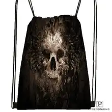 Пользовательская Цветочная походная сумка на шнурке с черепом, милый рюкзак для детей(черная спинка) 31x40 см#2018611-23