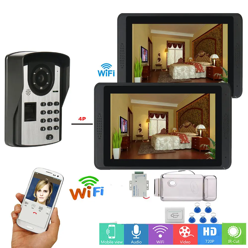 2*7 inch Wired Wifi Video Door Phone Doorbell Intercom Entry System with Electric Strike Lock 2*7 inch Wired Wifi Video Door Phone Doorbell Intercom Entry System with Electric Strike Lock
