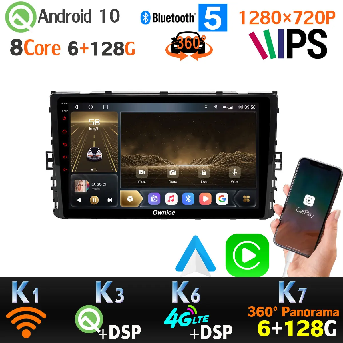 Андроид 10 1280*720P 6G + 128G для Volkswagen VW Golf Passat Tiguan Atlas пленка АТИ-радиация Polo Lavida Jetta Bora GPS
