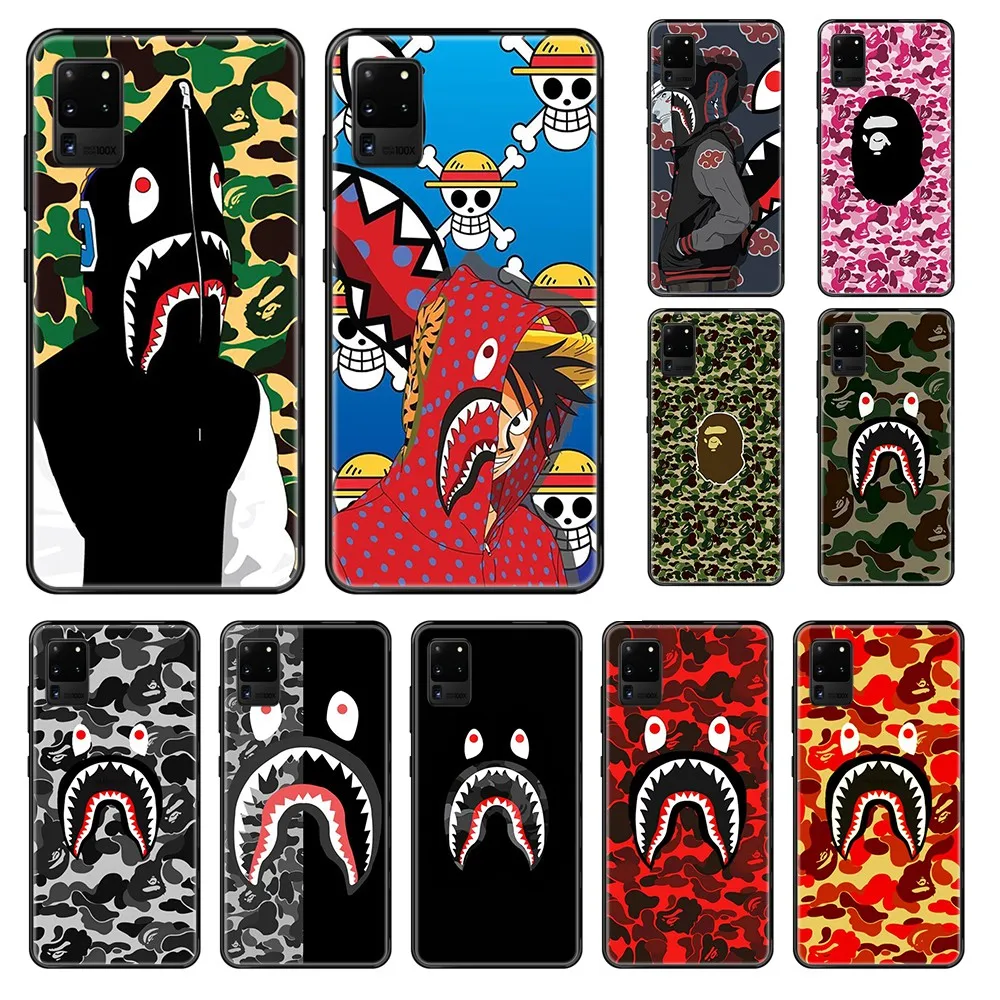 

Japan luxury brand Bape painting 3D shell Etui black Phone case For Samsung Galaxy S 3 4 5 6 7 8 9 10 Plus Lite Edge
