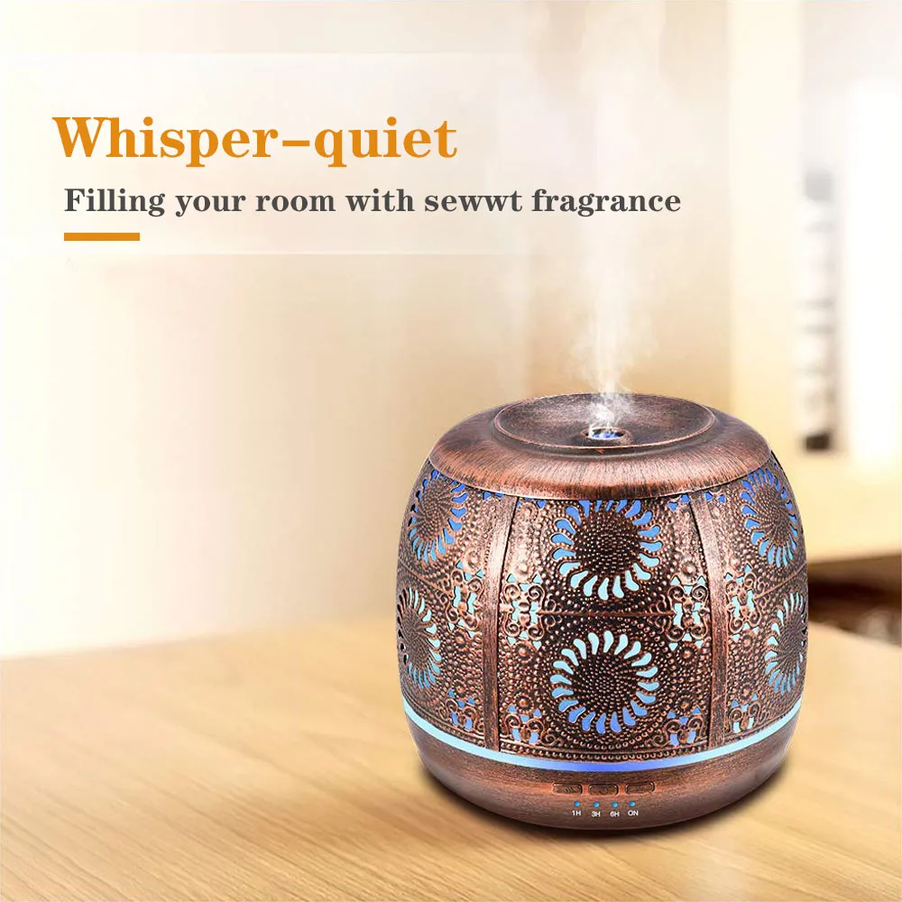 Billig Luftbefeuchter 500ml Bronze Metall Nebel Maker Aromatherapie Ätherisches Öl Diffusor 7 Farbe Licht Ändern Für Home Schlafzimmer Büro