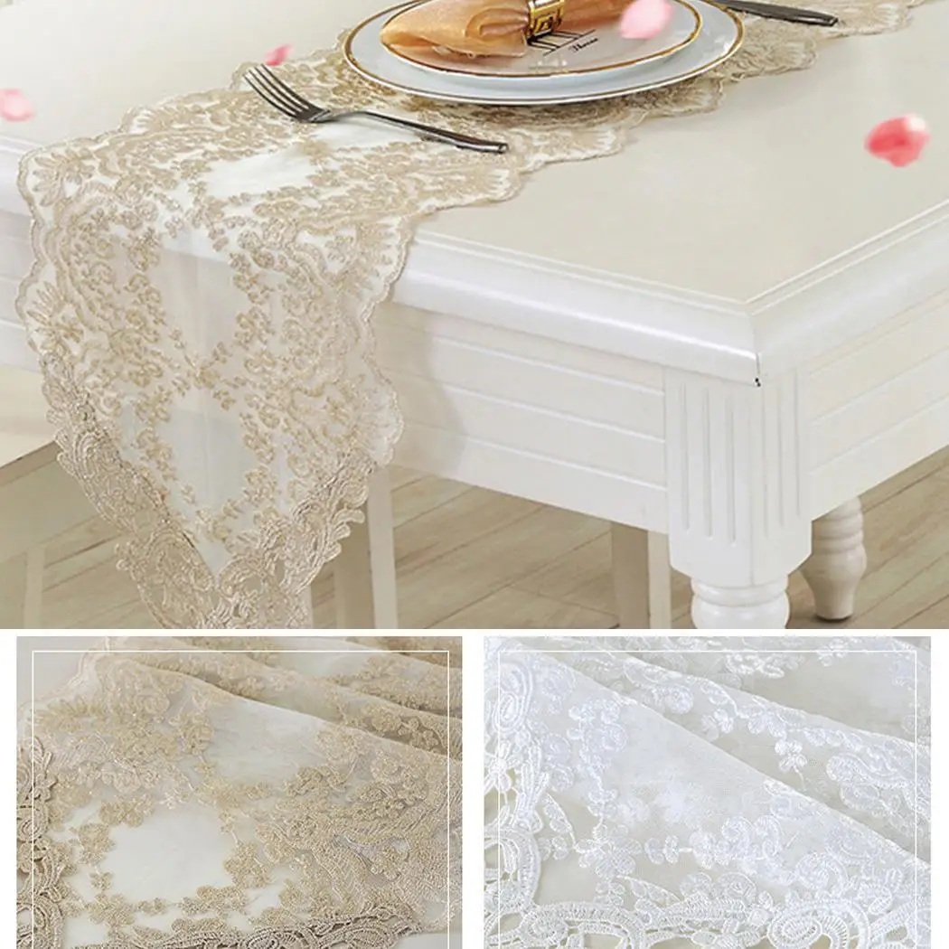 

Simple Lace Table Runners Table Linen White, Light Gold Television Cabinet Dining Table, Cover Cloth