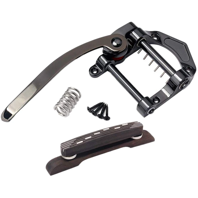 

Guitar Vibrato Tailpiece Tremolo Bridge Tailpiece Rosewood Bridge Saddle for 6 String Archtop Jazz Guitars Parts