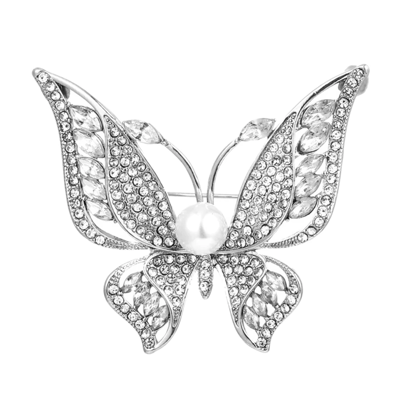 Korea Fashion Rhinestone Butterfly Brooch For Women Premium Brilliant Alloy Badge Retro Pin Clothing Accessories
