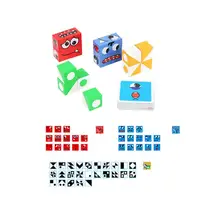 Madeira face changing cubo blocos de construção expressões correspondência bloco quebra cabeça jogos brinquedo interativo brinquedos de memória educacional para