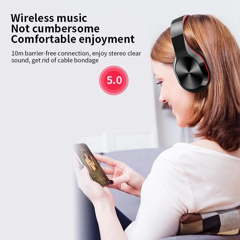 T5 Wireless Headphones Active Noise Cancelling Bluetooth Headphones 9D Stereo Music Headsets with Mic TF Card