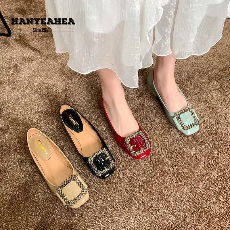 

Rhine Stone Women's Shoes Sweet Leisure For Concise Fashion Spuare Toe Rhine Stone Women's Shoes
