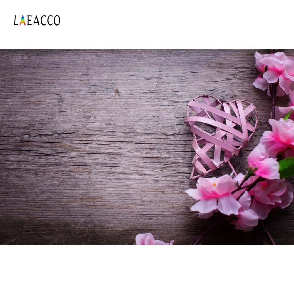 

Laeacco Flowers Heart Wooden Board Scene Photography Backdrops Vinyl Photo Backdrop Custom Backgrounds Props For Photo Studio