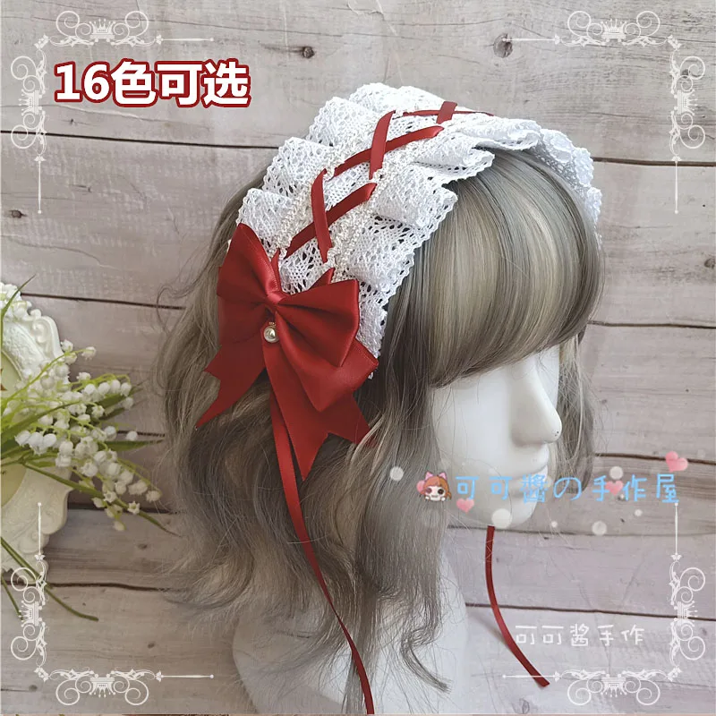 

Lolita Cute Big Bowknot Hair band Headdress Japanese Hair Clip Teen Girls Sweet KC Hair hoop Lace Wild Hair accessories Cosplay