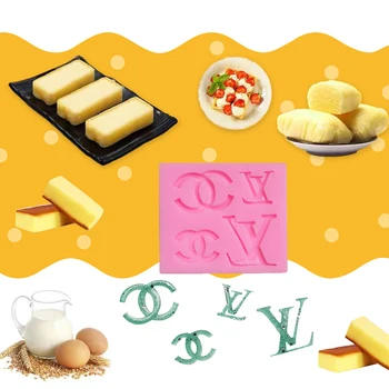 

Creative 2 reverse C and brand logo silicone chocolate mold kitchen baking mold decoration mold food grade cake tools