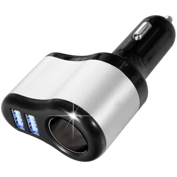 

Car Charger, Cigarette Lighter Adapter Splitter Extender with 1-Socket Outlet 60W, 5V 3.1A Dual USB, 12/24V DC Input