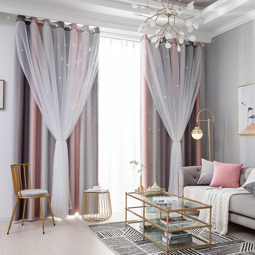 Star Curtains Blackout Colorful Double Layer Window for Kids Girls Bedroom Living Room 1 Panel | Дом и сад