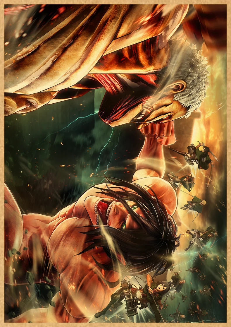 Attack on Titan Anime Poster Decor For Home Posters Room Wall Pictur Kraft Paper Retro And Prints Art Bar Cafe Stickers