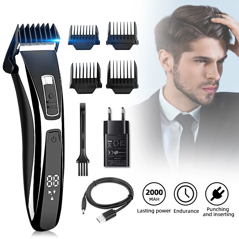 Триммер для волос с керамическим лезвием светодиодный электрический клипер