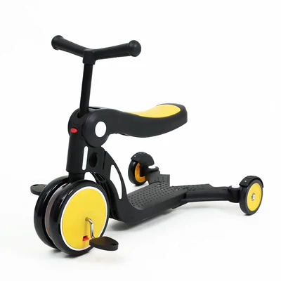 yellow Многофункциональные детские ходунки, 5 в 1, детский скутер, балансировочный автомобиль, детский беговел для 18 месяцев-6 лет, детский трехколесный велосипед - Цвет: yellow