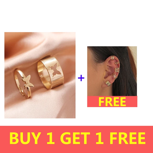 Silver Color Butterfly Rings For Women Men Lover Couple Ring Set Friendship Engagement Wedding Band Open Ring 2021 Trend Jewelry 22