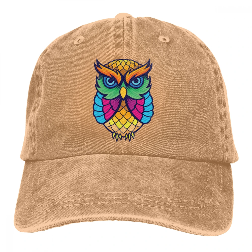 Красочные Сова Casquette темно-синий унисекс Мужские Женские джинсовые бейсболка с ремешком кепки Регулируемый Гольф папа шляпа - Цвет: Хаки