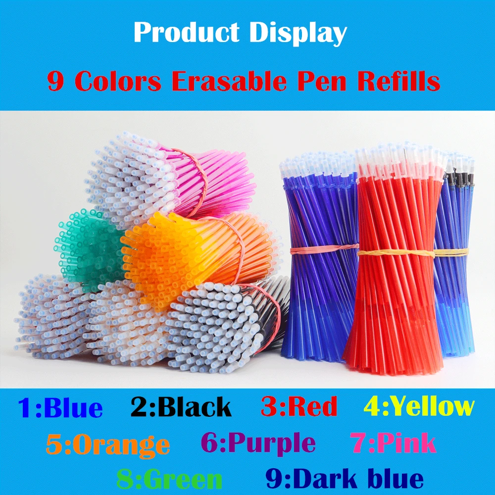 Pen Refill Erasable Pen Refills Gel Pen Refills Writing 0.5mm Erasable Pen Refills Rod Blue Ink Washable Handle For School Stationery Office Gel Refill 60Pcs/Set