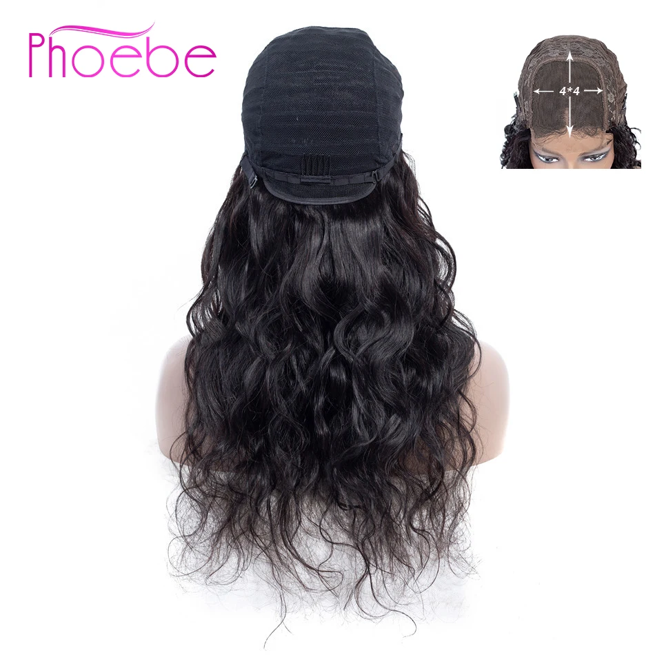 

Phoebe Hair 4x4 Lace Closure Brazilian Human Hair Wigs Natural Color Body Wave Lace Closure Wigs Non-Remy Hair For Black Women