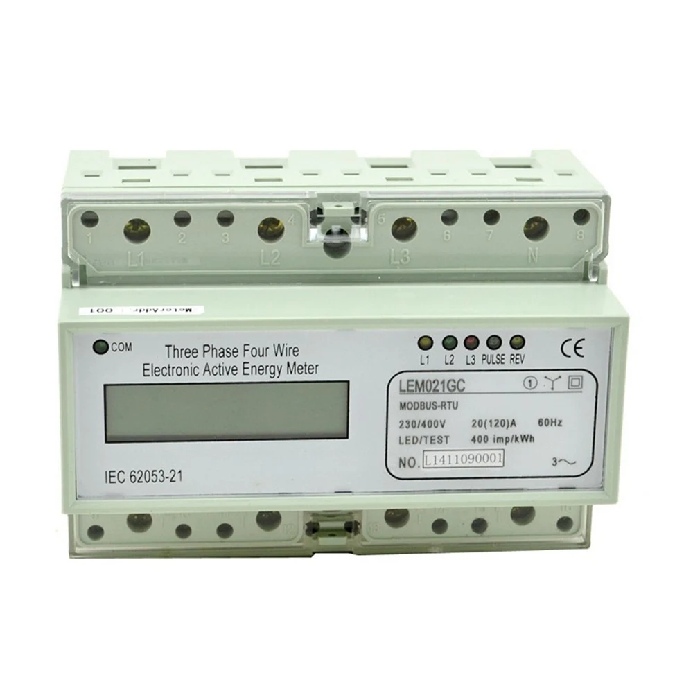 Din рейка трехфазный счетчик энергии Портативный цифровой LCD с Modbus RTU 20(120)A 230/400V|phase