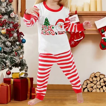 

Christmas Parent-child Pajamas 2 PCS Sets Adult Kids Sleepwear Bear Print Tops+Plaid Pants Xmas Family Look Matching Outfits