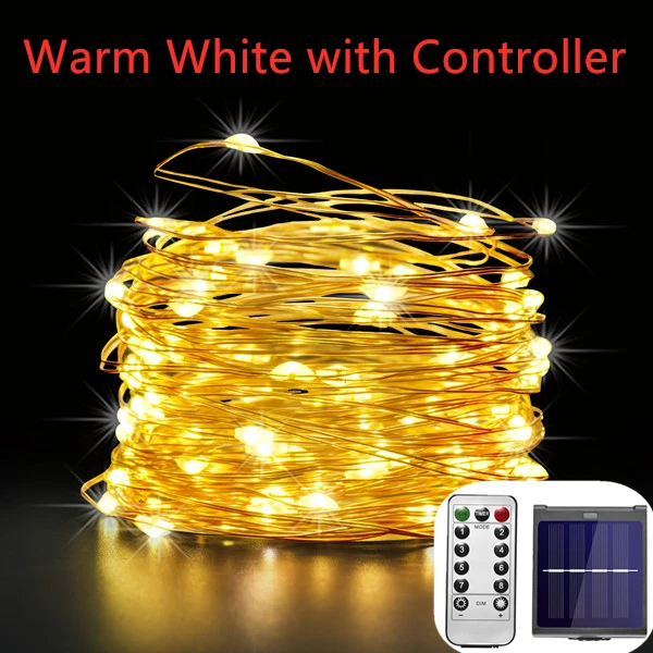 IR Dimmable 11m/21m/31m/51m  LED Outdoor Solar String Lights Solar lamp for Fairy Holiday Christmas Party Garland Lighting solar pathway lights Solar Lamps