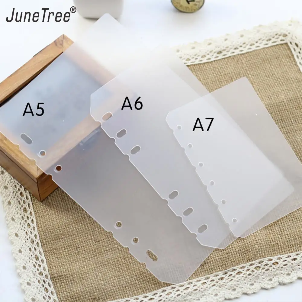 Notebook Organizer Binder Index Dividers Elastic Transparent Separator 6 hole ring notebook notepad accessories A5 A6 A7 PP plastic Loose Leaf Diary Journal 2pcs set