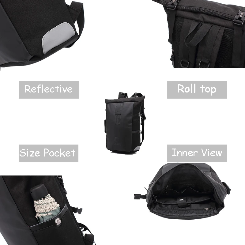 Men's Backpacks Minimalism Roll Top Water-repellent Ergonomic Laptop 2 in 1 Multi-Layer Space Male Bags Travel Rugzak