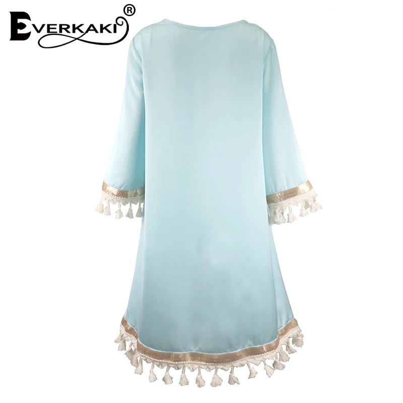 Everkaki Boho мини-платье женские свободные кисточки осенние однотонные Большие размеры элегантные женские повседневные короткие платья женские Новые