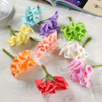 

108pcs/9 Bundles Artificial PE Calla Lily Flower Bouquet DIY Christmas Wedding Cake Gift Box Wreaths Home Decoration