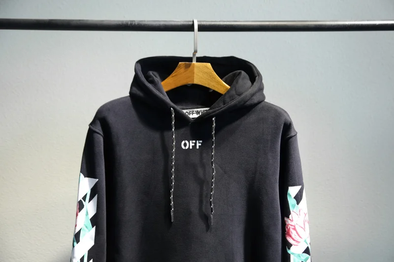 19ss Off-White OW цветы стрела мужчины женщины унисекс влюбленные Мода хлопок Повседневная Толстовка с капюшоном свободная Куртка Пуловер