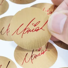 

Custom Gold Brushed Stickers Logo Personalized Silver Circle Adhesive Labels Metallic Effect Printed Package OEM and DIY