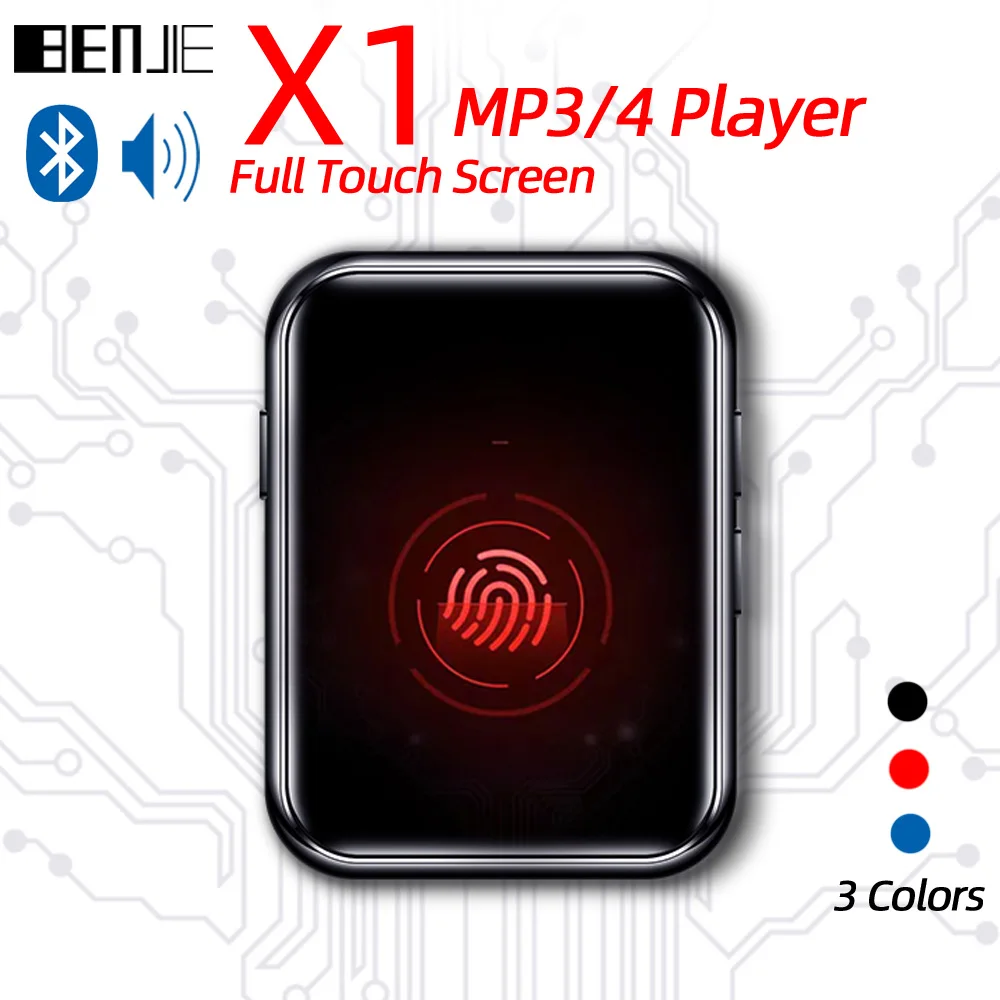 BENJIE X1 полный сенсорный экран Bluetooth MP4 MP3-плеер Портативный аудио музыкальный плеер со встроенным динамиком fm-радио, рекордер, электронная книга