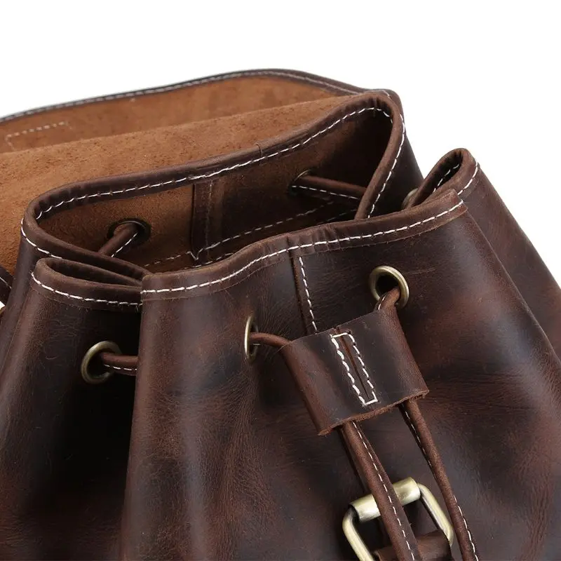 Multifunction Men Women Backpack Vintage Genuine Leather Travel Shoulder Rucksack School Laptop Camping Hiking Bag for College