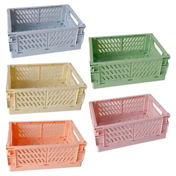 

Collapsible Crate Plastic Folding Storage Box Basket Utility Cosmetic Container DXAB