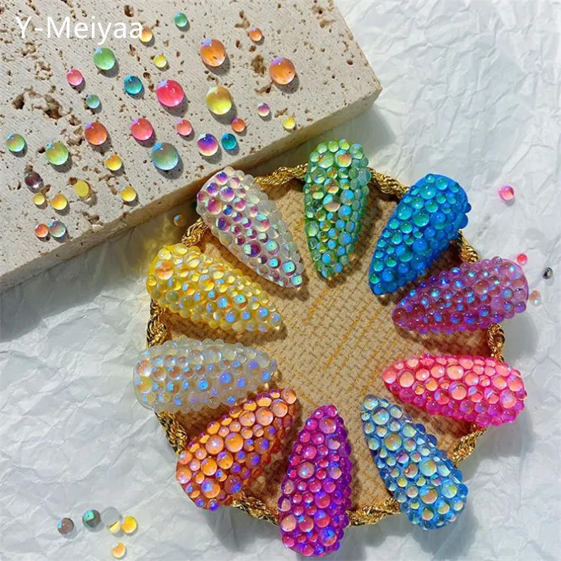 1440 шт. цветные жемчужные Плоские глазурованные Стразы голографическое искусство
